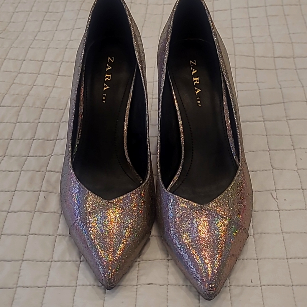 Zara silver sprarkly heels